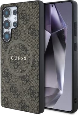 Guess PU Leer 4G Logo geschikt voor Samsung Galaxy S25 Ultra - Geschikt voor MagSafe - Bruin — thumbnail 1