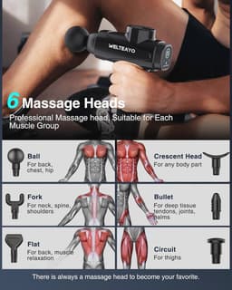 Draagbaar Massagepistool Met 30 Snelheden En 6 Verwisselbare Massagekoppen — thumbnail 4