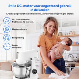 MEDION keukenmachine met hakmolen (800 watt, gelijkstroommotor, roestvrijstalen kom van 4,6 liter, energiebesparend, ultrastil, digitaal sensor-touch-display, MD12600) Wit — thumbnail 4