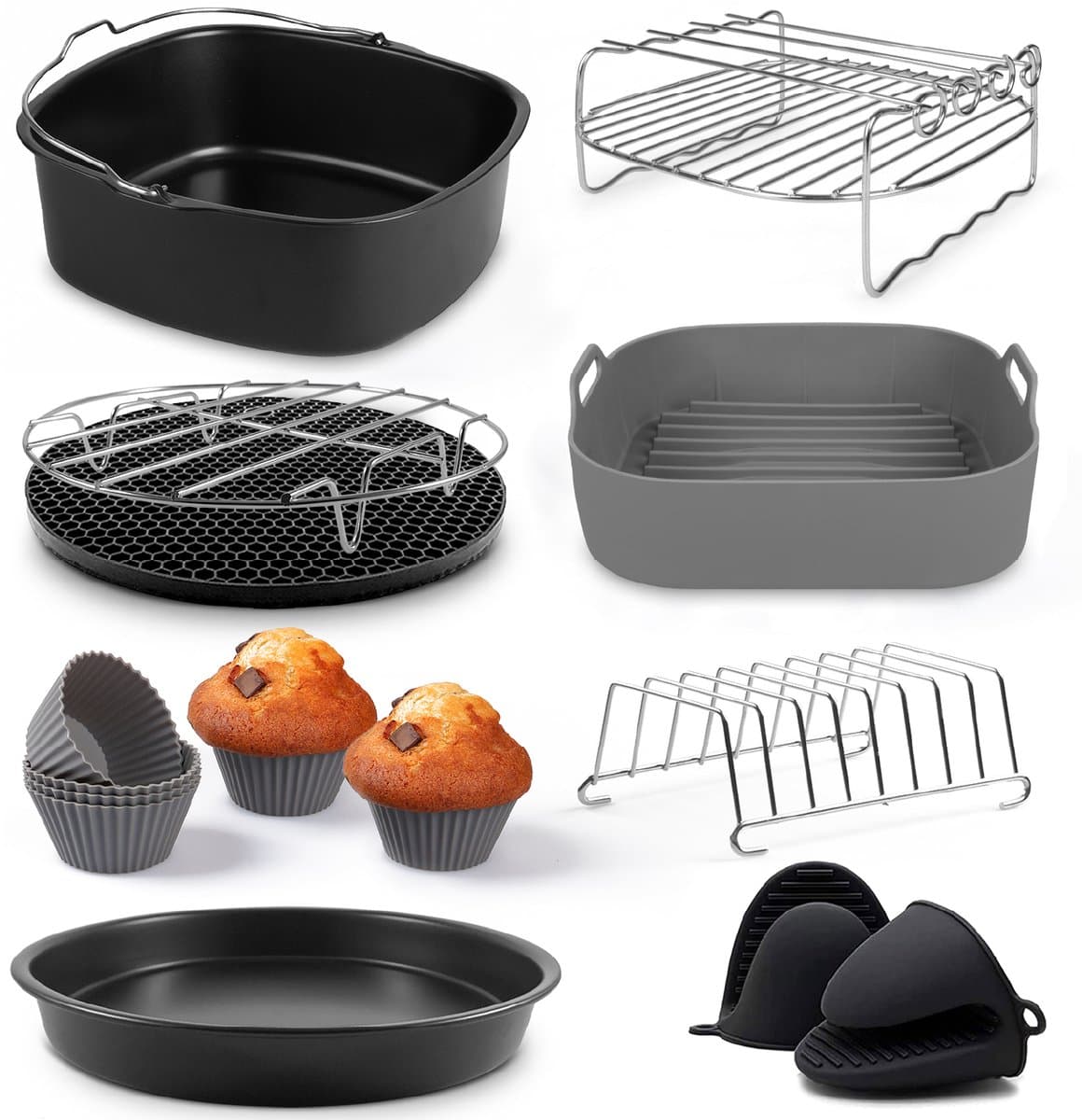 Fentic Airfryer Accessoires – Geschikt voor Airfryer XL en XXL – Met Airfryer Siliconen Bakje – ⌀ 20cm — afbeelding 1