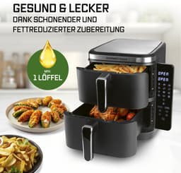 GOURMETmaxx FryUp Vertical Double Chamber Hot Air Fryer | vertical air fryer | folding touch display | 32% more space-saving | capacity 10L | hot air fryer 2 chambers — thumbnail 14