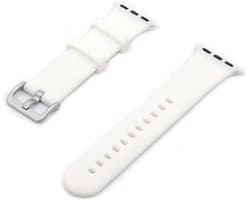 By Qubix - Geschikt voor Apple Watch bandje - Rubberen Siliconen sportbandje met gesp - Wit - Geschikt voor Apple Watch 44mm / 45mm / 46mm / 49mm (Ultra 1,2 en 3) - Smartwatch bandje - siliconen sport bandje - smartwatchbandje