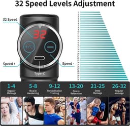 Eszenzics™ Massage Gun - 4 opzetstukken en 32 Standen - Professioneel gebruik - Sport en Relax Massage apparaat - Fysiotherapie - Massage Pistool - Zwart — thumbnail 3