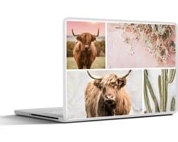 Laptop sticker - 15.6 inch - Schotse hooglander - Collage - Vetplant - 36x27,5cm - Laptopstickers - Laptop skin - Cover