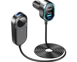 100W Autolader met USB-C HUB - Oplader Auto Achterbank - 4x USB-C Poorten + 2x USB-A Poorten - Snellader - 1.5 Meter