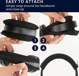 kwmobile cover voor koptelefoon hoofdband - geschikt voor AudioTechnica ATH-S200BT / ATH-S220BT - Koptelefoon band hoes van neopreen - In zwart — thumbnail 2