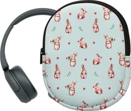 kwmobile hoes geschikt voor Sony WH-CH520 / WH-CH510 / MDR-ZX110 - 21,5 x 16 cm - Beschermhoes voor headset in Konijntjes en Bloemen design - Van neopreen - Met print — thumbnail 4