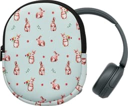 kwmobile hoes geschikt voor Sony WH-CH520 / WH-CH510 / MDR-ZX110 - 21,5 x 16 cm - Beschermhoes voor headset in Konijntjes en Bloemen design - Van neopreen - Met print — thumbnail 2