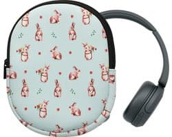 kwmobile hoes geschikt voor Sony WH-CH520 / WH-CH510 / MDR-ZX110 - 21,5 x 16 cm - Beschermhoes voor headset in Konijntjes en Bloemen design - Van neopreen - Met print — thumbnail 1