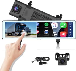 Achteruitkijkspiegel dashcam 11,6 inch CarPlay Android Auto - Achteruitrijcamera IPS-display WDR-opname Bluetooth-FM-AUX 7V-36V — thumbnail 1