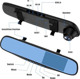 Auto spiegelrecorder Full HD 1080p 43 inch dashboardcamera - dubbele lens nachtzicht - achteruitkijkcamera — thumbnail 5