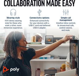 POLY Blackwire 3220 Stereo USB-C Headset + USB-C/A adapter — thumbnail 4