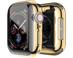 MY PROTECT - Hoesje Geschikt Voor Apple Watch Series 10 46mm Siliconen Bescherm Case - Screenprotector - Transparant/goud