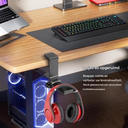 Headset houder - Koptelefoon Houder voor onder Bureau – Koptelefoon Standaard - Headset stand - Verstelbare Headset Stand – Headset Hanger - Koptelefoonhouder – Universele Koptelefoon Haak - Zwart Aluminium — thumbnail 3