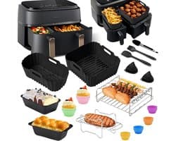 Airfryer Accessoires - Siliconen Bakje - Bakpapier - Zwart
