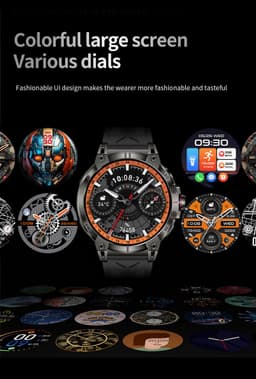 Knobbout 1.85 inch HD Sport Smartwatch - 760mAh Battery -Voorzien van GPS, AI-assistent & Bluetooth-bellen -Alles-in-één: Gezondheid, sport, communicatie & lifestyle-Stijlvol, slim en volledig aanpasbaar aan jouw leven-Zwart staal+ rubber horlogeband — thumbnail 14