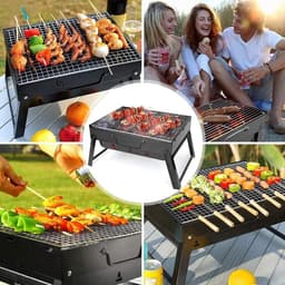 Soroh® - Opvouwbare BBQ -Draagbare opvouwbare grill met rooster -Portable Vouw Barbecue - Festival BBQ - Camping - Tafel - Zomer - Rechthoekig - 40 x 27 x 20cm - Zwart — thumbnail 1