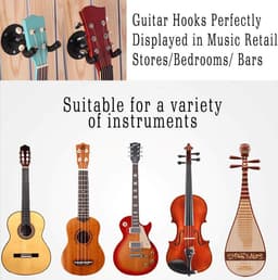 Gitaar Muurbeugel - Gitaarhaak - Geschikt voor wandmontage - Geschikt voor meerdere instrumenten - Perfect voor weergave in muziekwinkels - Slaapkamer - Bar (4 stuks - Zwart) — thumbnail 5