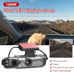 Dashcam met dubbele lenzen voor auto, 170 graden groothoek, nachtzicht en bewegingsdetectie - Meertalige auto camera — thumbnail 4