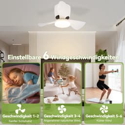 NETTLIFE Plafondventilator met Verlichting - Wit - Dimbaar 3000K-6500K - Still - LED 23W - Plafondlamp met Ventilator en Afstandsbediening - Moderne Woonkamerlamp met Ventilator 70CM - 6 standen - Timer - voor Eetkamer — thumbnail 4