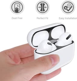 kwmobile anti-stof sticker geschikt voor Apple AirPods Pro - Stofbeschermer in zwart — thumbnail 4
