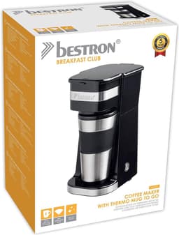 Koffiezetapparaat met thermosbeker voor gemalen filterkoffie - ideaal voor camping - 2 grote koppen - 750 Watt - rvs - zilver/zwart — thumbnail 2