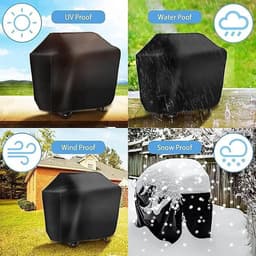 Barbecue Cover - Waterdicht 132x66x109 CM 420D Heavy Duty - Grote BBQ Grill Cover met klittenband - Outdoor Barbecue Gas Grill Cover Winddicht UV Bestand & Scheurbestendig - Zwart — thumbnail 4