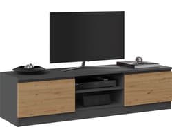 Topeshop RTV 140 ANTR/ARTIS, Antraciet, Deeltjes-board, Antraciet, Deeltjes-board, 2 schappen, Eiken