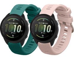 kwmobile 2x horlogebandjes geschikt voor Garmin Forerunner 165 / Forerunner 165 Music bandje - Smartwatch bandjes van TPU - Activity tracker horloge band in groen / oudroze