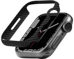 PITAKA Air Case Geschikt voor Apple Watch 7/8/9 45MM - Ultra Dun Hoesje - 600D Aramidevezels - Zwart/Grijs