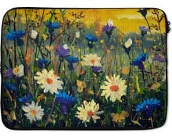 Laptophoes 13 inch - Schilderij - Olieverf - Natuur - Bloemen - Laptop sleeve - Binnenmaat 32x22,5 cm - Zwarte achterkant