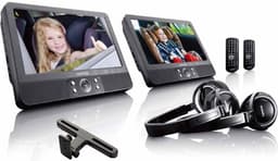 Lenco DVP-939 - 2x9" Portable DVD speler met USB,SD, ingebouwde batterij, 2x hoofdtelefoon en 2x bracket - Zwart — thumbnail 1