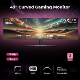 GAME HERO® 49 inch UltraWide Double Full HD QLED VA Monitor - 144Hz — thumbnail 2
