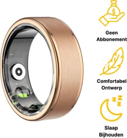 Kuno Ring 1 - Slimme ring - Smart Wearable - Health Ring - Slaap Tracker - Hartslagmeter - Stappenteller - Fitness en Activiteiten Tracker - Calorieen Bijhouden - Geen Abbonement - Waterdicht - voor Mannen en Vrouwen - Goud - Maat #12 — thumbnail 4