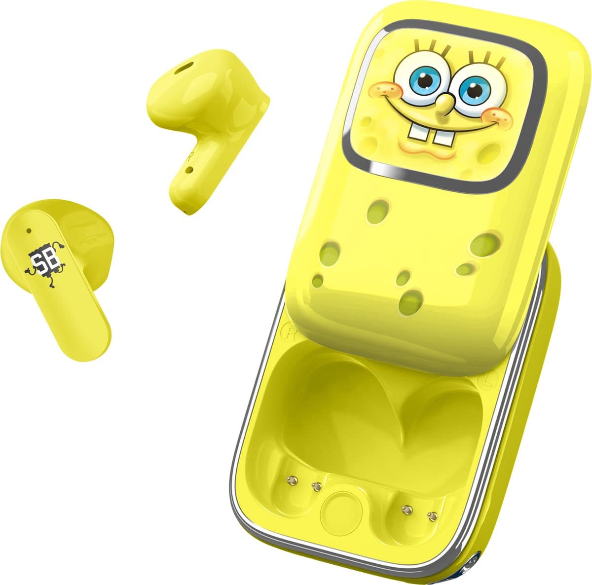 Sponge Bob - draadloze oordopjes - schuifdisplay met LED verlichting - met oplaadcase - touch control - lange batterijduur — afbeelding 1