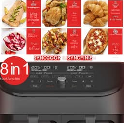 Instant Vortex Plus 7,6L Digitale Heteluchtfriteuse met ClearCook & Dubbele Mand 8 in 1 Slimme Programma's 1700W Zwart XL Capaciteit — thumbnail 4