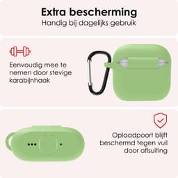 Hoes - Geschikt voor Apple AirPods 4 - Siliconen Hoesje met Clip - Silicone Case Cover - Groen — thumbnail 5