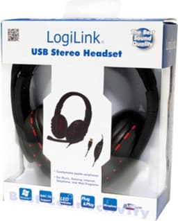 LogiLink HS0033 Stereofonisch Hoofdband Zwart, Rood hoofdtelefoon met USB aansluiting — thumbnail 2