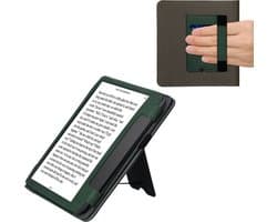 kwmobile flip cover voor e-reader - geschikt voor Tolino Epos 3 - Van imitatieleer en -suède - In donkergroen / donkergrijs
