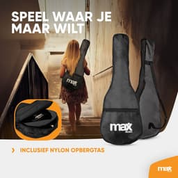 Kinder gitaar - MAX SoloArt akoestische gitaar 3/4 - Met gratis muzieklessen en accessoires - Zwart — thumbnail 2