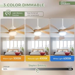 Stille Plafondventilator met Verlichting, Afstandsbediening en Timer (132 cm) — thumbnail 4