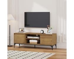 Stijlvol Lowboard TV-meubel 140 cm Eiken en Zwart met Opbergruimte