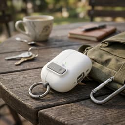 Luxe beschermhoes voor AirPods Pro 3 – Minimalistisch design met sleutelring (Wit) — thumbnail 2