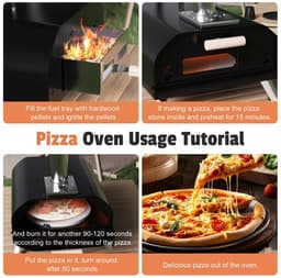 Trexxo - Oven - Pizza Oven - Buiten Oven - Roterende pizza steen - Pizza Cutter - Pizza Spatula - Mini Oven - Stainless - Zwart — thumbnail 4