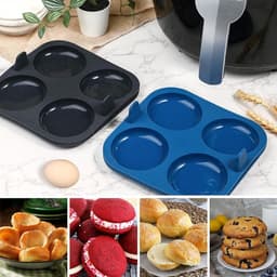 Yorkshire pudding bakplaat voor Air Fryer - 4 stuks - Burger Bun vorm - Muffin Top Pan - 4 cups - Yorkshire Pudding vormen - Muffin - Whoopie Pie - siliconen. — thumbnail 6