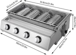 Barbeque - Draagbare Barbeque - 4 Branders - RVS - Voor Buiten - Terras - Camping - 58 × 40 × 20 cm - LPG — thumbnail 2