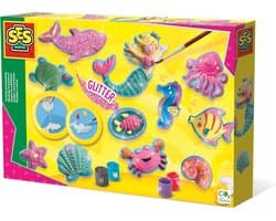 Gips Gieten en Schilderen Set met Oceaanfiguren en Roze Glitter
