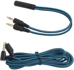 Allecto- Audio kabel vervanging - Compatibel met Gaming Headsets - Vervangende kabel - SteelSeries Arctis - Audio accessoire - Gaming - Hoofdtelefoon aansluiting - Zwart 2 Meter Lang 1 Set van 2 stuks Audio kabels met Y-adapter. — thumbnail 1