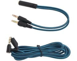 Allecto- Audio kabel vervanging - Compatibel met Gaming Headsets - Vervangende kabel - SteelSeries Arctis - Audio accessoire - Gaming - Hoofdtelefoon aansluiting - Zwart 2 Meter Lang 1 Set van 2 stuks Audio kabels met Y-adapter.