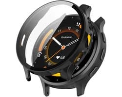Hoesje met Ingebouwde Screen Protector Geschikt voor Garmin Venu 3 - Bumper Case + Tempered Glass - Zwart